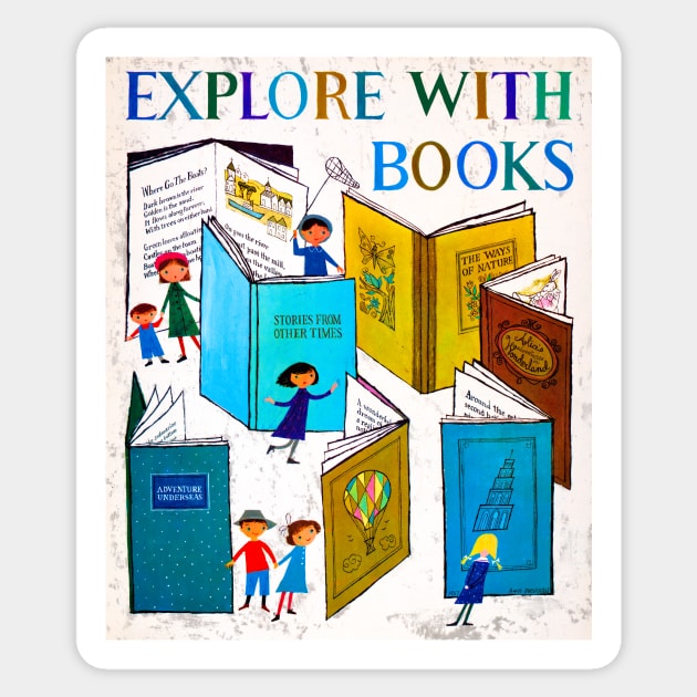 Explore With Books, 1957 by Alice Provensen Sticker by rocketshipretro